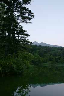 photo,material,free,landscape,picture,stock photo,Creative Commons,Morning Himenuma Pond, water surface, mountain, sky, HimenumPond