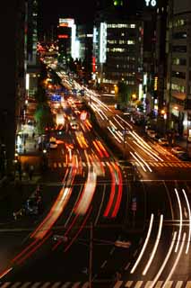 photo,material,free,landscape,picture,stock photo,Creative Commons,Night of Sakurada Street, headlight, trace of light, taillight, automobile