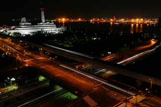 photo, la matire, libre, amnage, dcrivez, photo de la rserve,Nuit d'Odaiba, phare, allumer, mer, nuit