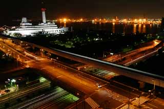 photo,material,free,landscape,picture,stock photo,Creative Commons,Night of Odaiba, headlight, lighting, sea, night