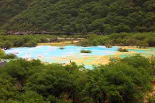 photo,material,free,landscape,picture,stock photo,Creative Commons,Huanglong five colors pond, , , , 