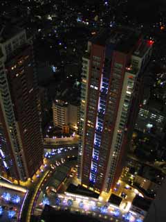 photo,material,free,landscape,picture,stock photo,Creative Commons,Skyscraper apartments at night, building, light, apartment, city