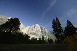 Foto, materieel, vrij, landschap, schilderstuk, bevoorraden foto,Morgen van yosemite, Klif, Rots, Granieten, Grassig duidelijk