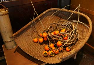 photo,material,free,landscape,picture,stock photo,Creative Commons,The truth and bamboo basket of persimmon, colander, colander, colander, Japanese persimmon