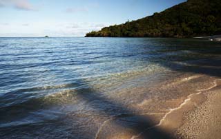 photo,material,free,landscape,picture,stock photo,Creative Commons,A quiet wave of an early morning, wave, sandy beach, blue sky, In the morning