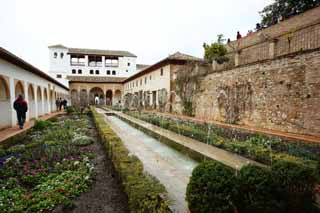 photo,material,free,landscape,picture,stock photo,Creative Commons,Generalife lower analysis of the courtyard, , , , 