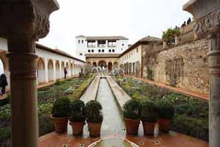 photo,material,free,landscape,picture,stock photo,Creative Commons,Generalife lower analysis of the courtyard, , , , 