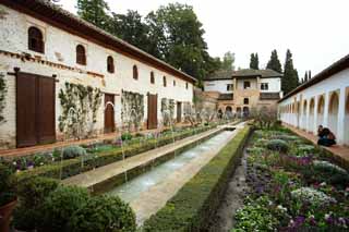 photo,material,free,landscape,picture,stock photo,Creative Commons,Generalife lower analysis of the courtyard, , , , 