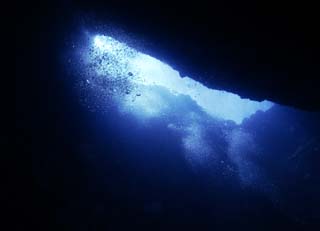 fotografia, materiale, libero il panorama, dipinga, fotografia di scorta,Vada in una caverna subacquea, caverna, bolla, Blu, Nel mare