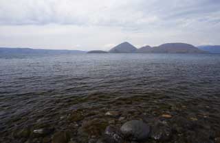 photo,material,free,landscape,picture,stock photo,Creative Commons,Lake Toya-ko and Mt. sorrel, Lake Toya-ko, lake, cloud, blue sky