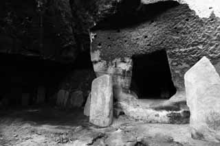 fotografia, material, livra, ajardine, imagine, proveja fotografia,Uma caverna de Templo de Zuigan-ji de Matsushima, caverna, monumento, precipcio, pedra