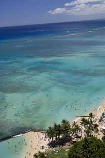 Foto, materiell, befreit, Landschaft, Bild, hat Foto auf Lager,Waikiki blau, Strand, sandiger Strand, blauer Himmel, Sebathing