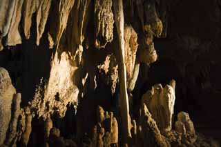 fotografia, material, livra, ajardine, imagine, proveja fotografia,Ishigaki-jima Ilha estalactite caverna, caverna de estalactite, Estalactite, Pedra calcria, caverna