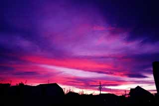 fotografia, materiale, libero il panorama, dipinga, fotografia di scorta,Una nube di pianta pi arrabbiata, Akane si annuvola, nube di pianta pi arrabbiata, Nubi roseo-colore rosa, silhouette