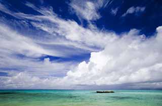 Foto, materieel, vrij, landschap, schilderstuk, bevoorraden foto,De lucht van een zuid land, Wolk, De zee, Blauwe lucht, Smaragd groen