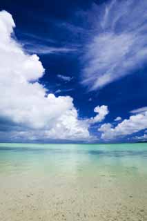 Foto, materieel, vrij, landschap, schilderstuk, bevoorraden foto,Een zuid land strand, Zandstrand, Blauwe lucht, Strand, Wolk