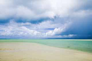 Foto, materieel, vrij, landschap, schilderstuk, bevoorraden foto,Een zuid land strand, Zandstrand, Blauwe lucht, Strand, Wolk