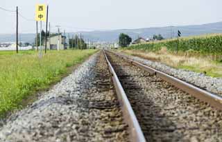 photo, la matire, libre, amnage, dcrivez, photo de la rserve,Point de la disparition d'une piste, piste, voie ferre, cravate ferroviaire, Gravier