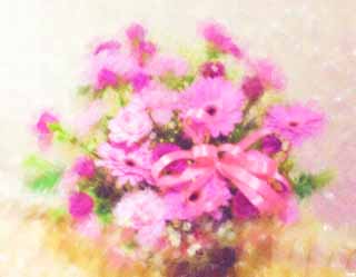 illust, materiale, libero panorama, ritratto dipinto, matita di colore disegna a pastello, disegnando,Sistemazione floreale, Sistemazione floreale, , rosa, Erba di foschia