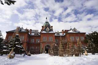 photo,material,free,landscape,picture,stock photo,Creative Commons,Former Hokkaido agency, brick, brick, Reclamation, It is snowy