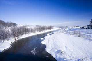 fotografia, material, livra, ajardine, imagine, proveja fotografia,O rio que pode ser gelado, rio, gua, campo nevado, Est nevado