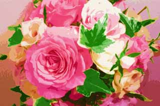 illustration,material,free,landscape,picture,painting,color pencil,crayon,drawing,A bouquet, Bouquet, rose, , 