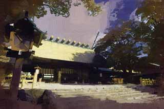 illust, material, livram, paisagem, quadro, pintura, lpis de cor, creiom, puxando,Santurio de Atsuta-jingu, Santurio de Xintosmo, Orao, Xintosmo, Religio