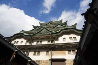 fotografia, materiale, libero il panorama, dipinga, fotografia di scorta,Nagoya-jo il Castello, picca di balena mortale, castello, La torre di castello, 