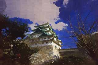 illust,tela,gratis,paisaje,fotografa,idea,pintura,Lpiz de color,dibujo,Nagoya - Castle de jo, Lucio de orca, Castillo, La torre de castillo, 