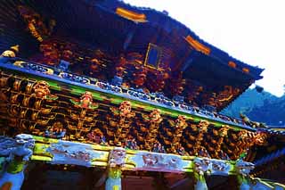 illust, matire, libre, paysage, image, le tableau, crayon de la couleur, colorie, en tirant,Regardez en haut au Tosho-gu Temple porte lgre positive, La porte lgre positive, patrimoine de l'humanit, sculpture, Je suis luxueux