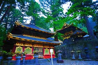 illust, matire, libre, paysage, image, le tableau, crayon de la couleur, colorie, en tirant,Un entrept pour garder l'Ecriture sainte bouddhiste de Tosho-gu Temple, entrept pour garder l'Ecriture sainte bouddhiste, patrimoine de l'humanit, , 