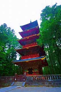 illust,tela,gratis,paisaje,fotografa,idea,pintura,Lpiz de color,dibujo,Cinco pagoda de Storeyed de Tosho - Shrine de gu, Santuario de Tosho - gu, Cinco pagoda de Storeyed, Soy el rojo de cinnabar, Herencia de mundo