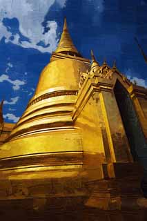 illustration,material,free,landscape,picture,painting,color pencil,crayon,drawing,Pula sea lah Tanner Che day, Gold, Buddha, Temple of the Emerald Buddha, Sightseeing