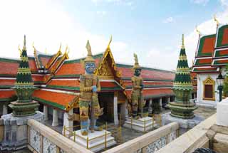 fotografia, materiale, libero il panorama, dipinga, fotografia di scorta,Una divinit custode tailandese, Oro, Budda, Tempio dello smeraldo Budda, Facendo il turista