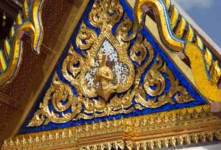 photo,material,free,landscape,picture,stock photo,Creative Commons,Golden decoration of Temple of the Emerald Buddha, Gold, Buddha, Temple of the Emerald Buddha, Sightseeing