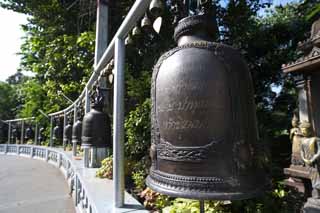 photo, la matire, libre, amnage, dcrivez, photo de la rserve,Une ligne de cloches de Wat Sakhet, temple, pagode, cloche, Bangkok