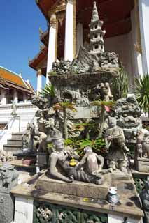 photo,material,free,landscape,picture,stock photo,Creative Commons,A stone statue of Wat Suthat, temple, Buddhist image, stone statue, Bangkok