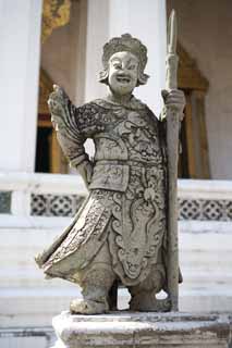 photo,material,free,landscape,picture,stock photo,Creative Commons,A stone statue of Wat Suthat, temple, Buddhist image, stone statue, Bangkok