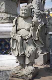 photo,material,free,landscape,picture,stock photo,Creative Commons,A stone statue of Wat Suthat, temple, Buddhist image, stone statue, Bangkok