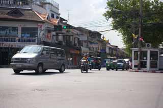 Foto, materieel, vrij, landschap, schilderstuk, bevoorraden foto,Een overtocht van Bangkok, Auto, Motorfiets, Signaal, Overtocht