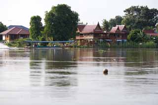 Foto, materieel, vrij, landschap, schilderstuk, bevoorraden foto,EEN Thailander stijl huis, Een boven-gemaald huis typen, Particulier huis, Huis, Thailander wind