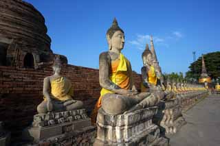 fotografia, material, livra, ajardine, imagine, proveja fotografia,Uma imagem budista de Ayutthaya, Imagem budista, Buda, pagode, Ayutthaya permanece