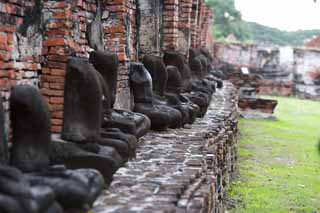 fotografia, material, livra, ajardine, imagine, proveja fotografia,Wat Phra Mahathat, A herana cultural de mundo, Budismo, Imagem budista, Ayutthaya permanece