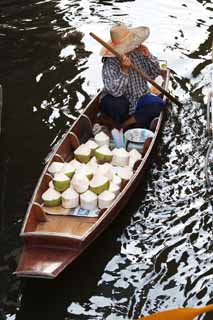 fotografia, materiale, libero il panorama, dipinga, fotografia di scorta,Una nave di vendita di cocco, mercato, Comprando e vendendo, barca, 