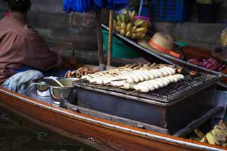 photo,material,free,landscape,picture,stock photo,Creative Commons,Burning condition banana selling of water market, market, Buying and selling, boat, 
