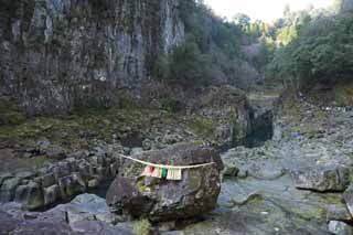 fotografia, materiale, libero il panorama, dipinga, fotografia di scorta,Chikaraishi di orco 8, Ravina, Lavico, Festone di paglia scintoista, naturale monumento