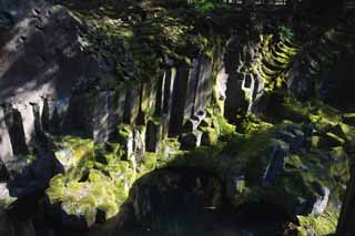 Foto, materiell, befreit, Landschaft, Bild, hat Foto auf Lager,Takachiho-kyo-Felsschlucht, Schlucht, Backlight, Klippe, natrliches Monument