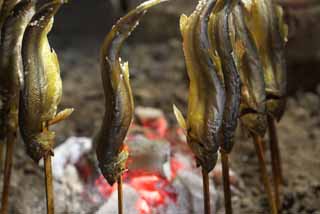 fotografia, materiale, libero il panorama, dipinga, fotografia di scorta,Carbone che accende un fuoco di un sweetfish, sweetfish, , , pesce dolce