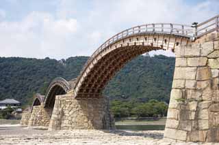 Foto, materiell, befreit, Landschaft, Bild, hat Foto auf Lager,Kintai-kyo-Brcke, Kintai-kyo-Brcke, bemerkte Stelle, das Besichtigen von Stelle, Brcke