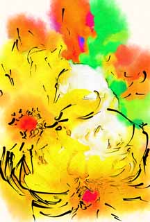 illustration,material,free,landscape,picture,painting,color pencil,crayon,drawing,The bouquet which is an adult, flower, bouquet, The presentation, Yellow